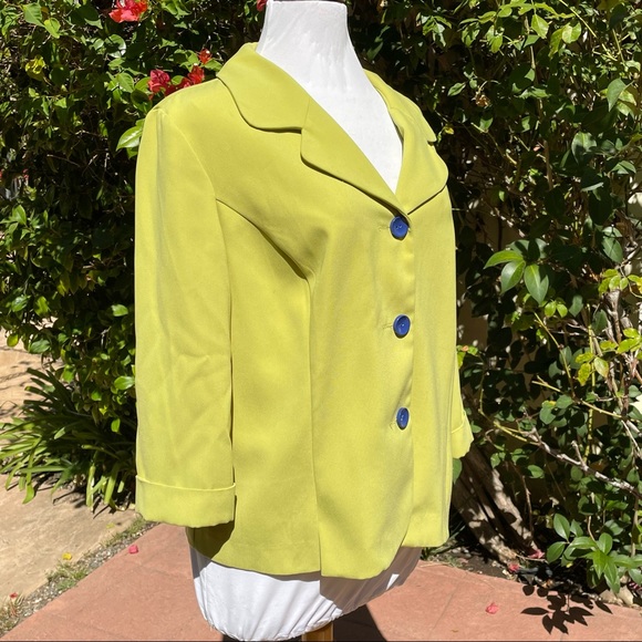 Dana Kay Jacket Blazer Lime Green Chartreuse EUC - Picture 6 of 12
